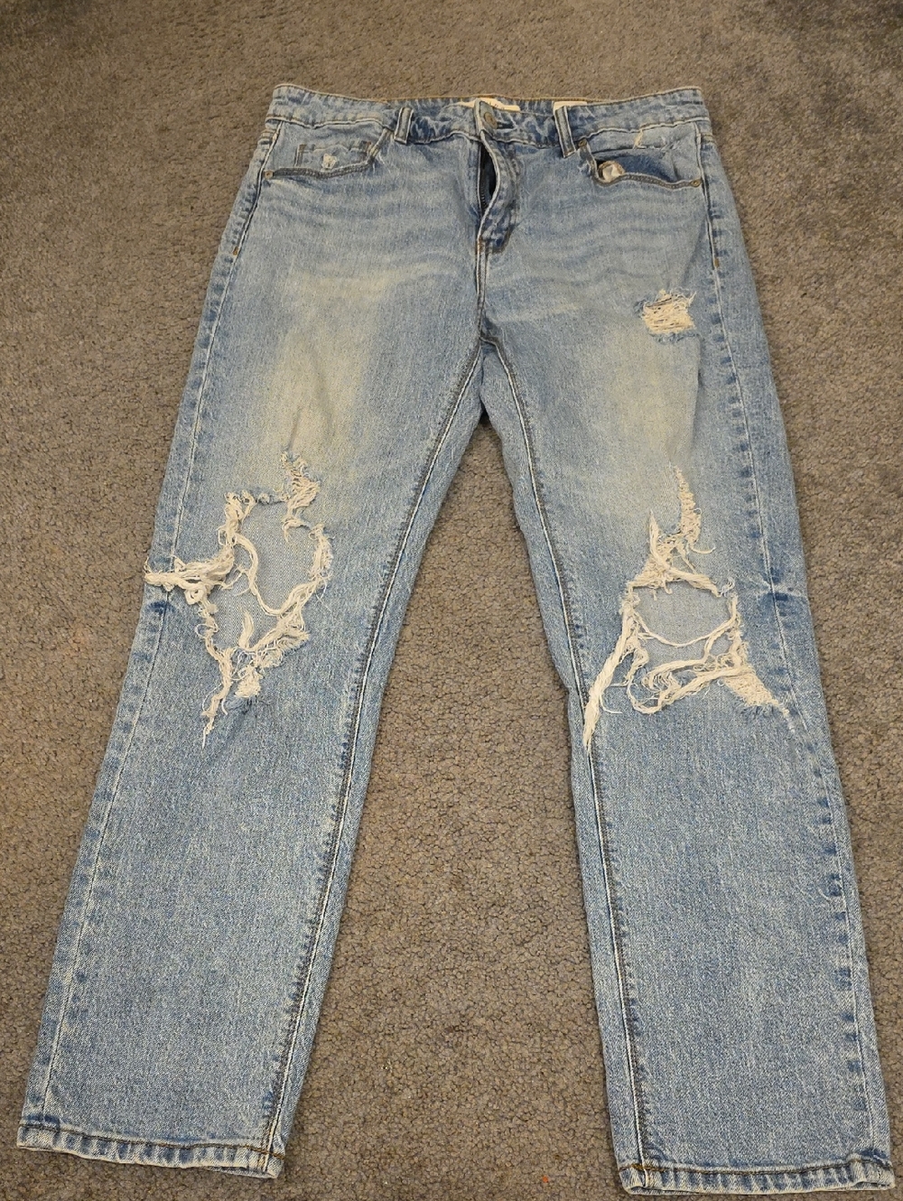 eunina Light Blue Distressed Straight Leg Jeans